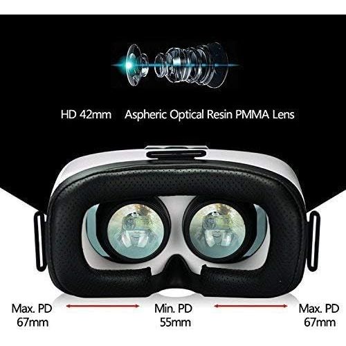  [아마존베스트]Virtual Reality Headset, Goggles Gear, Google - 3D VR Glasses by VR WEAR VR 3D Box for Any Phone (iPhone 6/7/8/Plus/X & S6/S7/S8/S9/Plus/Note and All Android Smartphone) with 4.5-6