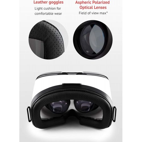  [아마존베스트]Virtual Reality Headset, Goggles Gear, Google - 3D VR Glasses by VR WEAR VR 3D Box for Any Phone (iPhone 6/7/8/Plus/X & S6/S7/S8/S9/Plus/Note and All Android Smartphone) with 4.5-6