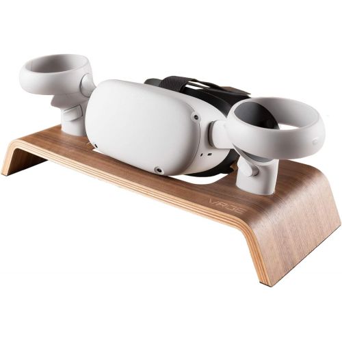  [아마존베스트]VRGE - Premium Walnut Veneer Wood Storage Stand for Oculus Quest 2 - Rift - Rift S - VR Headset and Controllers