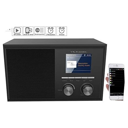  [아마존베스트]-Service-Informationen VR-Radio wifi radio: Wifi Internet Radio with 2 Alarm Times, Colour Display, Wooden Housing, 6 Watt (Wifi Radio Alarm Clock)