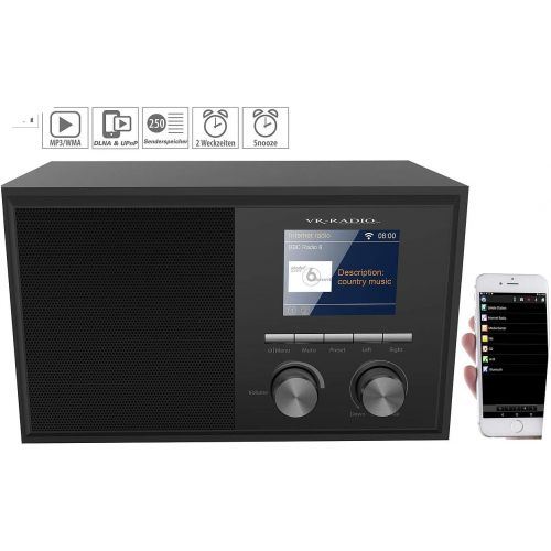  [아마존베스트]-Service-Informationen VR-Radio wifi radio: Wifi Internet Radio with 2 Alarm Times, Colour Display, Wooden Housing, 6 Watt (Wifi Radio Alarm Clock)