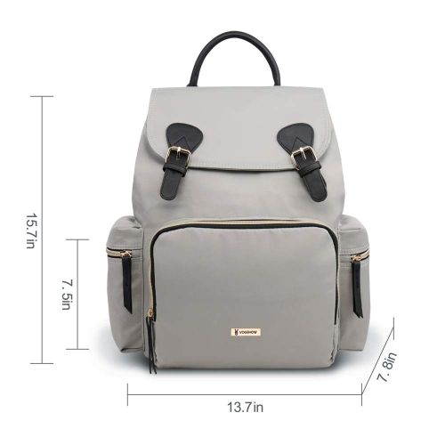  [아마존베스트]Vogshow Waterproof Diaper Bag, Multifunction Stylish Travel Backpack Maternity Nappy Bag for Baby Care, Large Capacity and Durable (Gray)