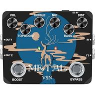 VSN Heavy Metal Distortion Guitar Pedal, Muff Top Boost Distortion Guitar Effect Pedal with 80s & 90s Metal Sounds Ture Bypass & Earphone Useable Output LTL-03