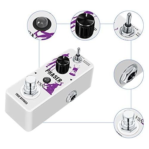  VSN Guitar Phaser Effect Pedal Analog Phase Effect Pedal For Electric Guitar Vintage/Modern 2 Modes Guitar Phaser Pedals Mini Type True Bypass