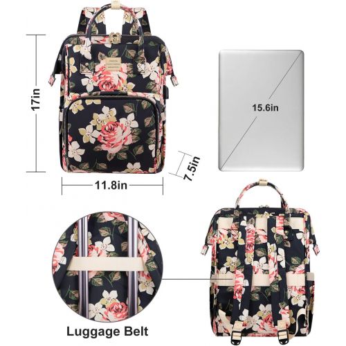  [아마존베스트]VSNOON Laptop Backpack,15.6 Inch Stylish College School Backpack with USB Charging Port,Water Resistant Casual Daypack Laptop Backpack for Women/Girls/Business/Travel (Flower Pattern)