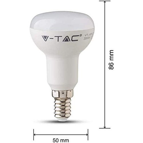  V-TAC 6W (40W) Energiesparende R50-Reflektor-LED-Gluehbirne mit Samsung LED E14 SES (Small Edison Screw) 6400 Kelvin Weiss nicht dimmbar 5 PACK