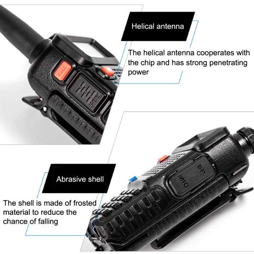  VTMOBILEAGE Walkie Talkie UV-5R Dual Band Two Way Radio Handheld Long Range CB HAM Radio FM Transceiver VHFUHF 136-174400-520MHz Amateur Radio Anti-Slip Portable Rechargeable Bla