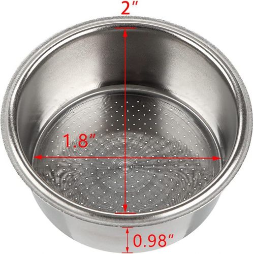  VTurboWay Stainless Steel Coffee Filter, Double Cup Coffee 51mm Single Wall non-pressurized Porous Filter Basket, Please check the size carefully