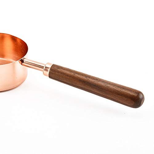  VU ANH TUAN Store Copper Measuring Cups Household Kitchen Dining Bar Baking Tools Walnut Wooden Handle Copper Plating Measuring Cups Spoon Cake Sugar Tools Set