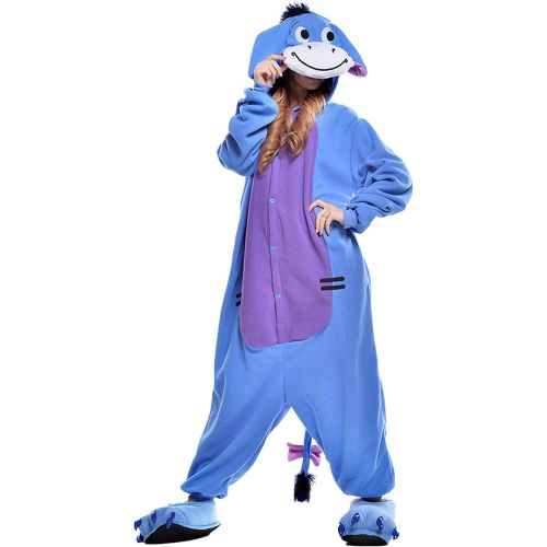  할로윈 용품VU ROUL Halloween Costume Animal Pajamas Eeyore Onesie Adult Pajamas Blue