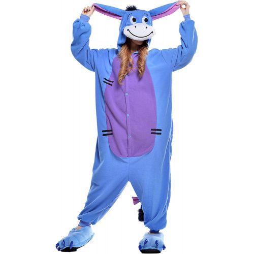  할로윈 용품VU ROUL Halloween Costume Animal Pajamas Eeyore Onesie Adult Pajamas Blue