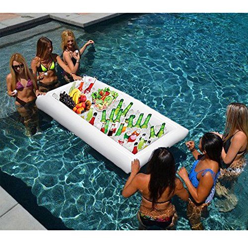  VUAOHIY Inflatable Serving Salad Bar Tray Food Drink Containers Holder for BBQ Picnic Pool Party Buffet Luau Cooler with drain plug (2 pack)