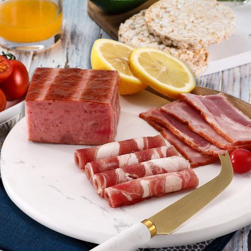  [아마존베스트]VUDECO White Marble and Acacia Wooden Cheese Board & Knife Set for Christmas Marble Tray for Meats Breads Charcuterie Round Cutting Serving Board Stainless Steel Knife - 10 Marble