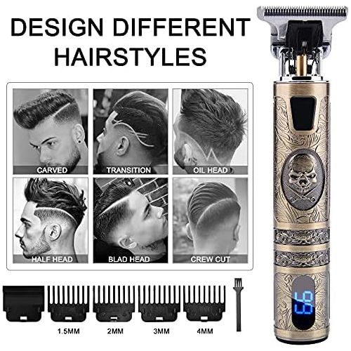  VUENICEE Professional Long Hair Trimmer, Electric Hair Trimmer, Waterproof, LED Residual Power Display, USB Charging, 4 Limited Combs (1.5 mm/2 mm/3 mm/4 mm)