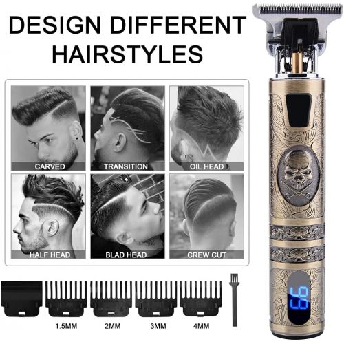  VUENICEE Professional Long Hair Trimmer, Electric Hair Trimmer, Waterproof, LED Residual Power Display, USB Charging, 4 Limited Combs (1.5 mm/2 mm/3 mm/4 mm)