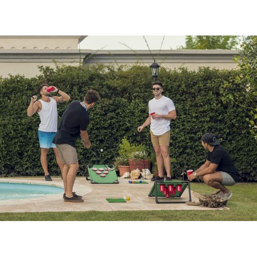  [아마존베스트]Vulcano Sports Beer Pong Golf Game Set Includes Target Boards, 20 Red Cups, Chipping Mats, 16 Foam Golf Balls, and a Travel Carrying Case for Outdoor Backyard Play, Tailgating or C