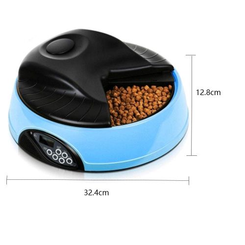  VVAP Automatic Dog Feeder 4 Meals Programmable Timer Pet Cat Puppy Animal Food Supplies Bowls Water Trays Container with LCD Display,Yellow