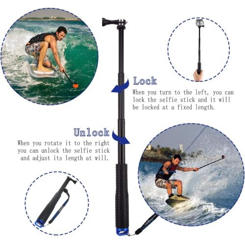  [아마존베스트]VVHOOY Waterproof Selfie Stick Extendable 11.25-37inch Handheld Aluminum Telescopic Pole Monopod Compatible with Gopro Hero 8 7 6,AKASO EK7000,Brave 4,V50,Crosstour,Victure,Campark