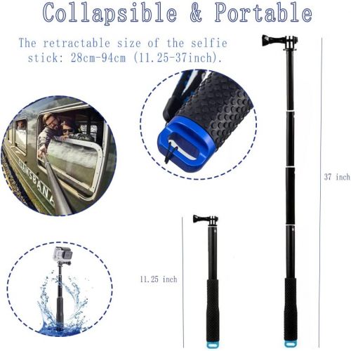  [아마존베스트]VVHOOY Waterproof Selfie Stick Extendable 11.25-37inch Handheld Aluminum Telescopic Pole Monopod Compatible with Gopro Hero 8 7 6,AKASO EK7000,Brave 4,V50,Crosstour,Victure,Campark