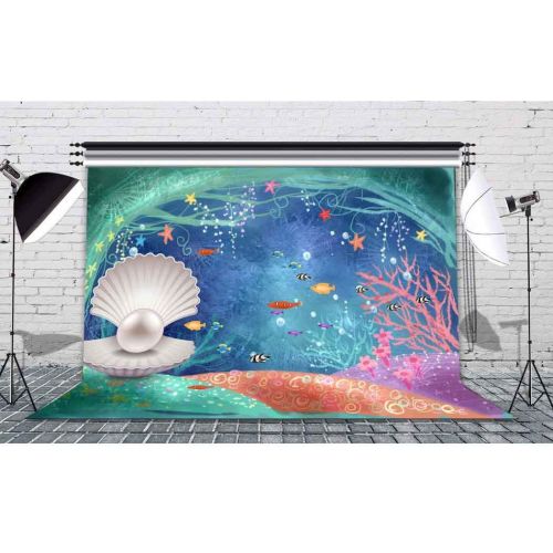  VVM 10x7ft Backdrop Cartoon Underwater World Photography Background Shell Pearl Customized Studio Props LXVV485
