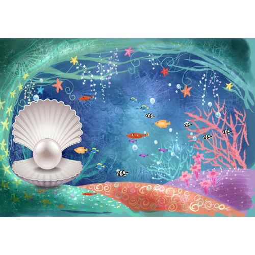  VVM 10x7ft Backdrop Cartoon Underwater World Photography Background Shell Pearl Customized Studio Props LXVV485