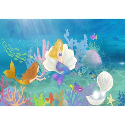  VVM 10x7ft Cartoon Style Backdrop Underwater World Photography Background Mermaid Themed Birthday Party Decoration Studio Props LXVV667