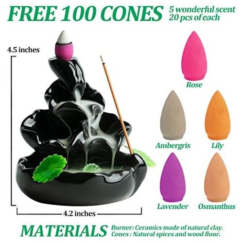  VVMONE Spring Backflow Incense Burner Waterfall Incense Holder for Home Decor Aromatherapy Ornament