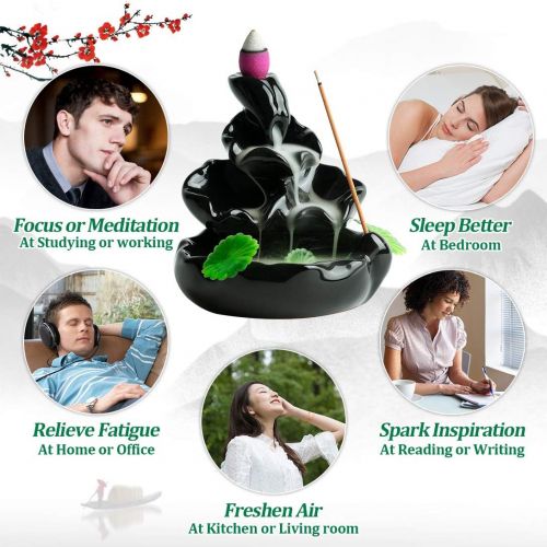  VVMONE Spring Backflow Incense Burner Waterfall Incense Holder for Home Decor Aromatherapy Ornament