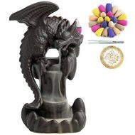 인센스스틱 VVMONE Dragon Ceramic Waterfall Incense Holder with 100 Cones, Cool Dragon Decor, Backflow Incense Burner, Incense Fountain Home Room Decor, Awesome Gift