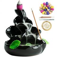 인센스스틱 VVMONE Cute Ceramic Backflow Incense Holder Waterfall Incense Burner with 100 Incense Cones and 30 Incense Stick, Incense Fountain for Home Decor, Desk Decor