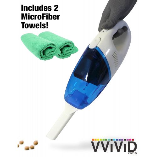  VViViD REV 12V Automotive Compact Handheld Vacuum Cleaner Including 2X Microfiber Cloth Towels