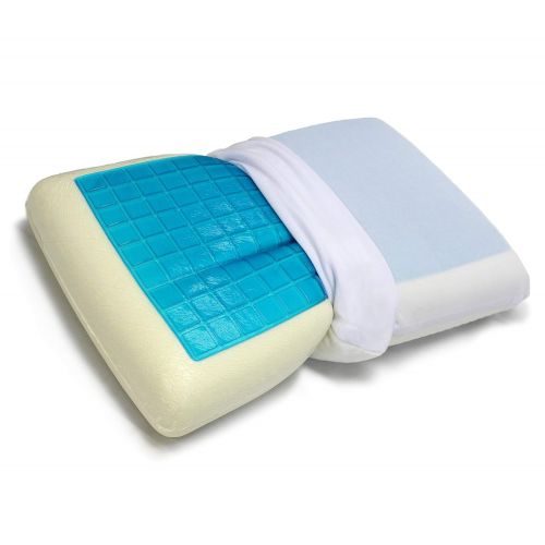  VViViD Comfort Sleep Memory Foam Pillow w/Cooling Blue Gel Layer & Travel Bag