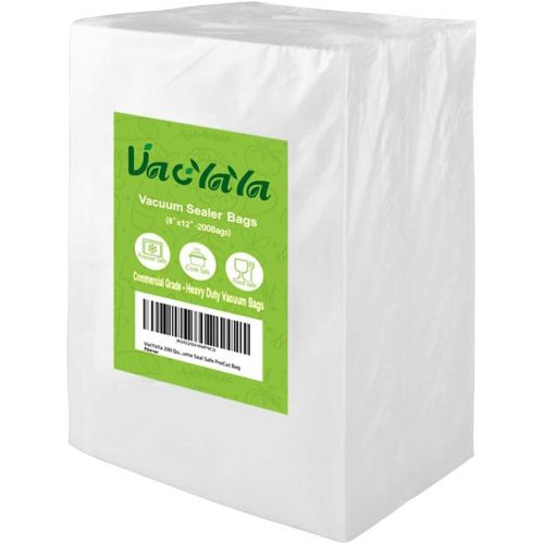  Premium!! VacYaYa 200 Quart Size 8 x 12 Inch Vacuum Sealer Freezer Storage Machine Bags for Food Saver,Vac Seal a Meal Bags with BPA Free Sous Vide Vaccume Seal Safe PreCut Bag