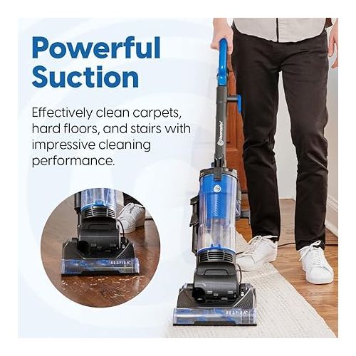  Vacmaster UC0501 Bagless Upright Vacuum Cleaner with Large Dust Cup Capacity, Efficient Cyclone Filtration System & 17ft Cord for Carpet, Hard Floor and Pet Hair