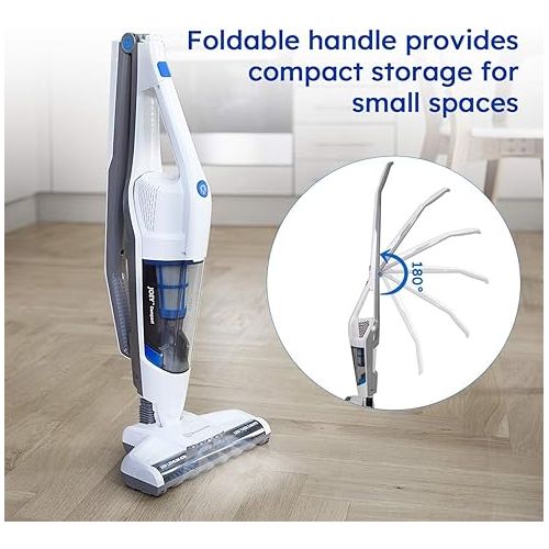  Vacmaster VSD1801 Cordless Handheld & Stick Vacuum Cleaner 2 in 1, Rechargeable Li-ion Battery Powerful Lightweight for Hardwood Floor, Carpet and Pet Hair White
