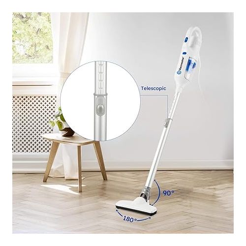  Vacmaster Corded Stick Vacuum Cleaner 2 in 1 Ultra-Lightweight 14Kpa Power Suction Handheld Vacuum Cleaner with Washable HEPA Filter for Home, Car, Pet Hair, Carpet, Hard Floor