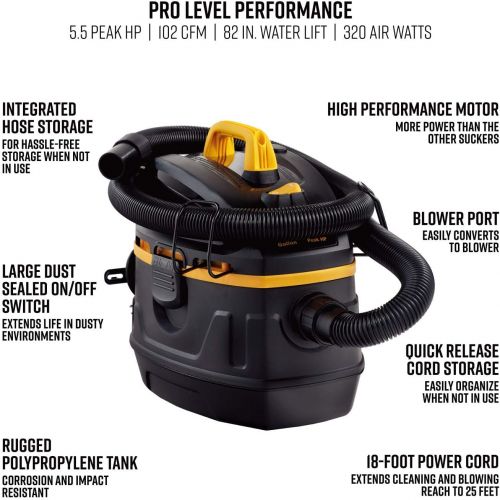  [아마존 핫딜] [아마존핫딜]VACMASTER Vacmaster Professional - Professional Wet/Dry Vac, 5 Gallon, Beast Series, 5.5 HP 1-7/8 Hose Jobsite Vac (VFB511B0201)