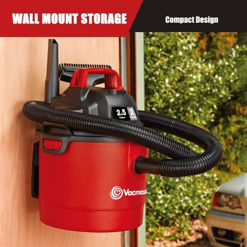  [아마존베스트]Vacmaster Red Edition VOM205P 1101 Portable Wet Dry Shop Vacuum 2.5 Gallon 2 Peak HP 1-1/4 inch Hose
