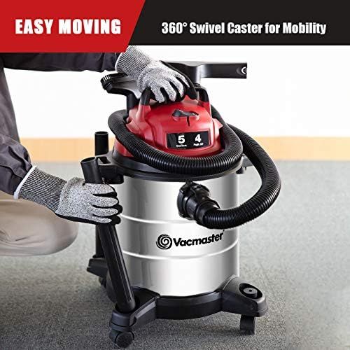  [아마존베스트]Vacmaster Red Edition VOC508S 1101 Stainless Steel Wet Dry Shop Vacuum 5 Gallon 4 Peak HP 1-1/4 inch Hose Powerful Suction with Blower Function