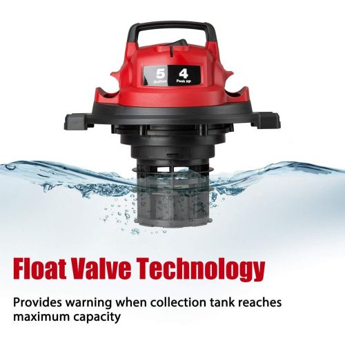  [아마존베스트]Vacmaster Red Edition VOC508S 1101 Stainless Steel Wet Dry Shop Vacuum 5 Gallon 4 Peak HP 1-1/4 inch Hose Powerful Suction with Blower Function