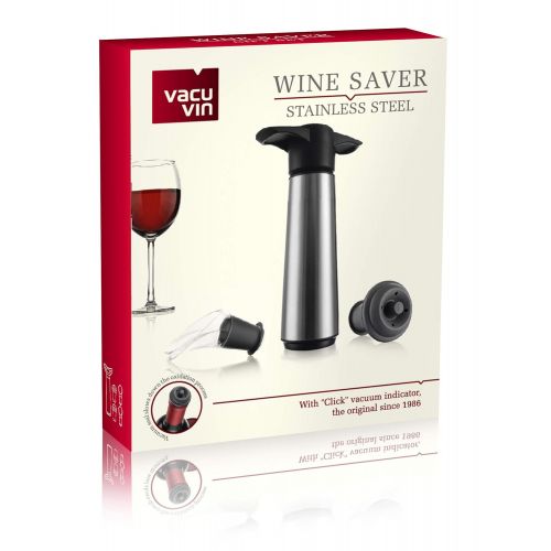  The Original Vacu Vin Wine Saver with 2 Vacuum Stoppers and 2 Wine Servers - Stainless Steel