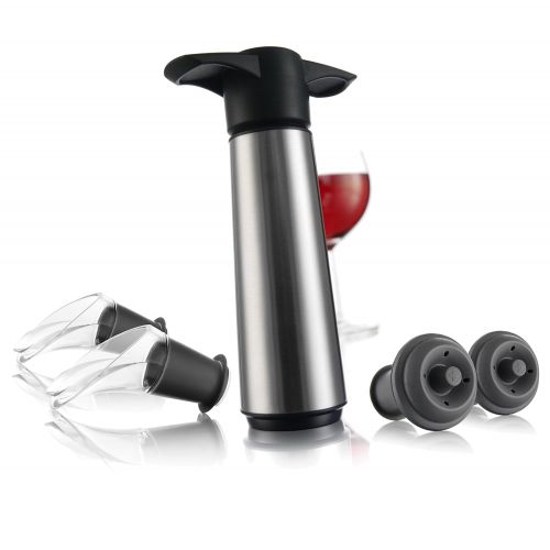  The Original Vacu Vin Wine Saver with 2 Vacuum Stoppers and 2 Wine Servers - Stainless Steel