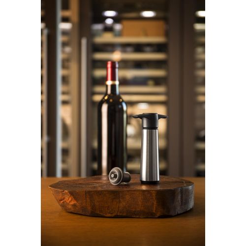  The Original Vacu Vin Wine Saver with 2 Vacuum Stoppers and 2 Wine Servers - Stainless Steel