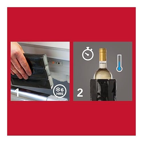  Vacu Vin Active Cooler Wine Chiller - Reusable, Flexible Wine Bottle Cooler - Platinum - Wine Cooler Sleeve For Standard Size Bottles - Insulated Wine Bottle Chiller to Keep Wine Cold and Refreshing