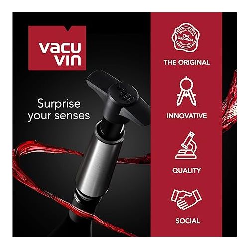  Vacu Vin Wine Saver Pump White with Vacuum Wine Stopper - Keep Your Wine Fresh for up to 10 Days - 1 Pump 2 Stoppers - Reusable - Made in the Netherlands
