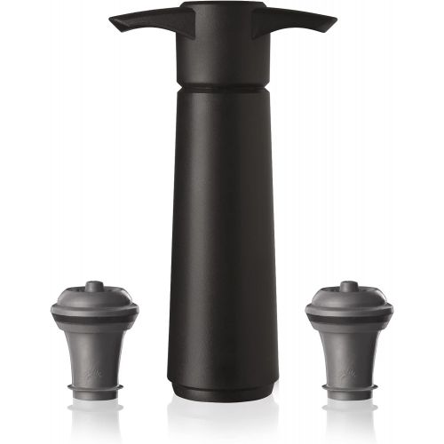  [아마존베스트]Vacu Vin Wine Saver Pump with 2 x Vacuum Bottle Stoppers - Black (Black with 2 wine stoppers)