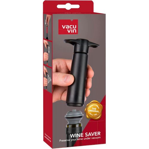  [아마존베스트]Vacu Vin Wine Saver Pump with 2 x Vacuum Bottle Stoppers - Black (Black with 2 wine stoppers)
