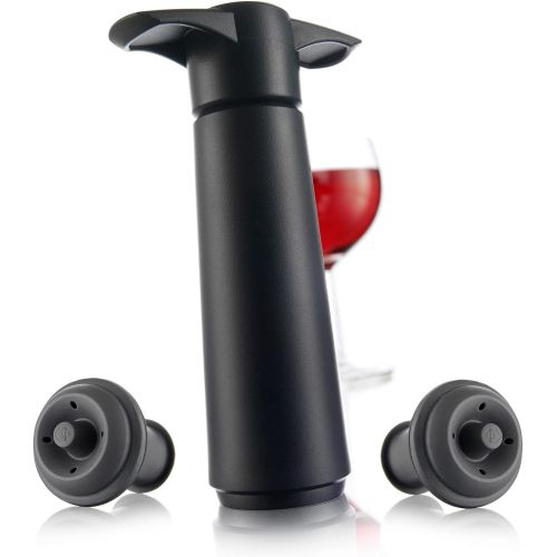  [아마존베스트]Vacu Vin Wine Saver Pump with 2 x Vacuum Bottle Stoppers - Black (Black with 2 wine stoppers)