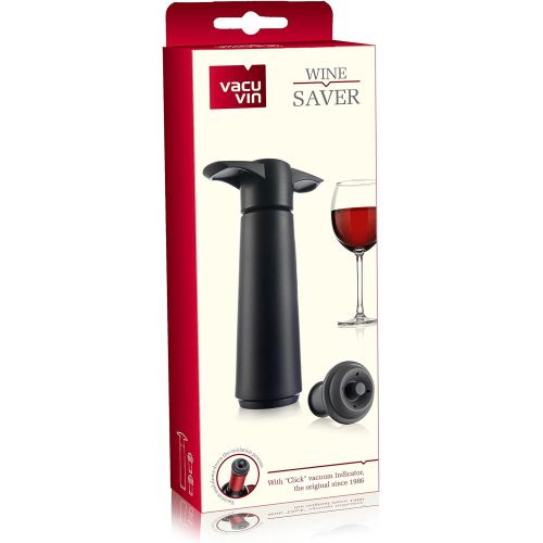  [아마존베스트]Vacu Vin Wine Saver Pump with 2 x Vacuum Bottle Stoppers - Black (Black Pump + 4 Stoppers)