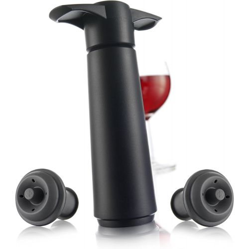  [아마존베스트]Vacu Vin Wine Saver Pump with 2 x Vacuum Bottle Stoppers - Black (Black Pump + 4 Stoppers)